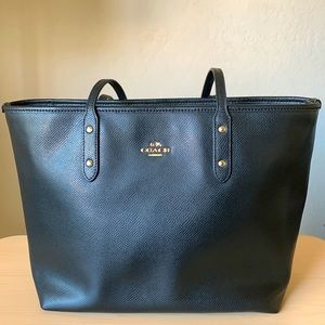 Coach Black Leather Tote Bag